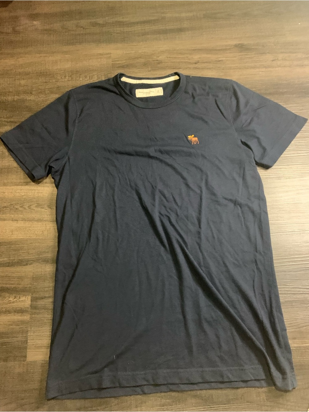 Abercrombie & Fitch Navy Short Sleeve Crew Tee with Orange Logo